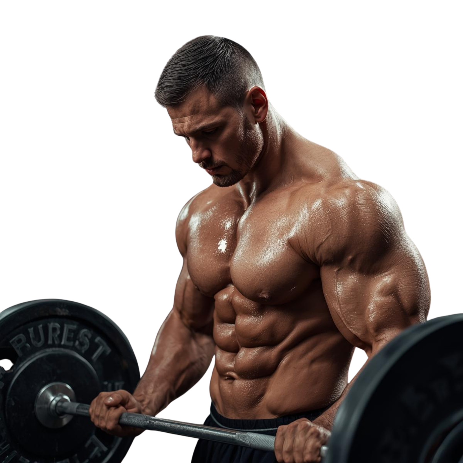 Muscular man with barbell